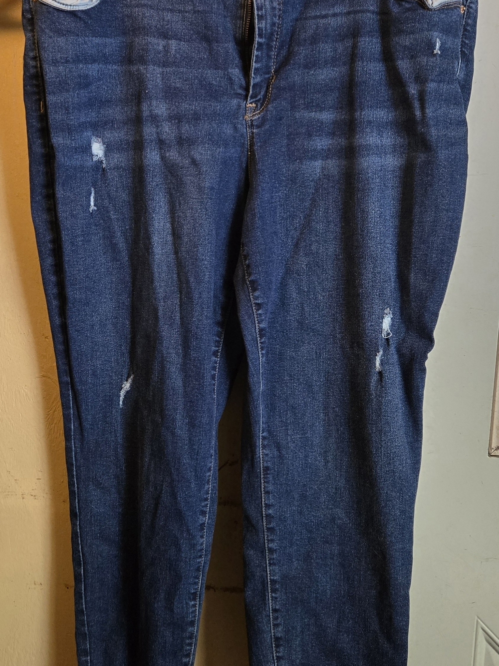 Women’s Dark Blue Distressed Jeans